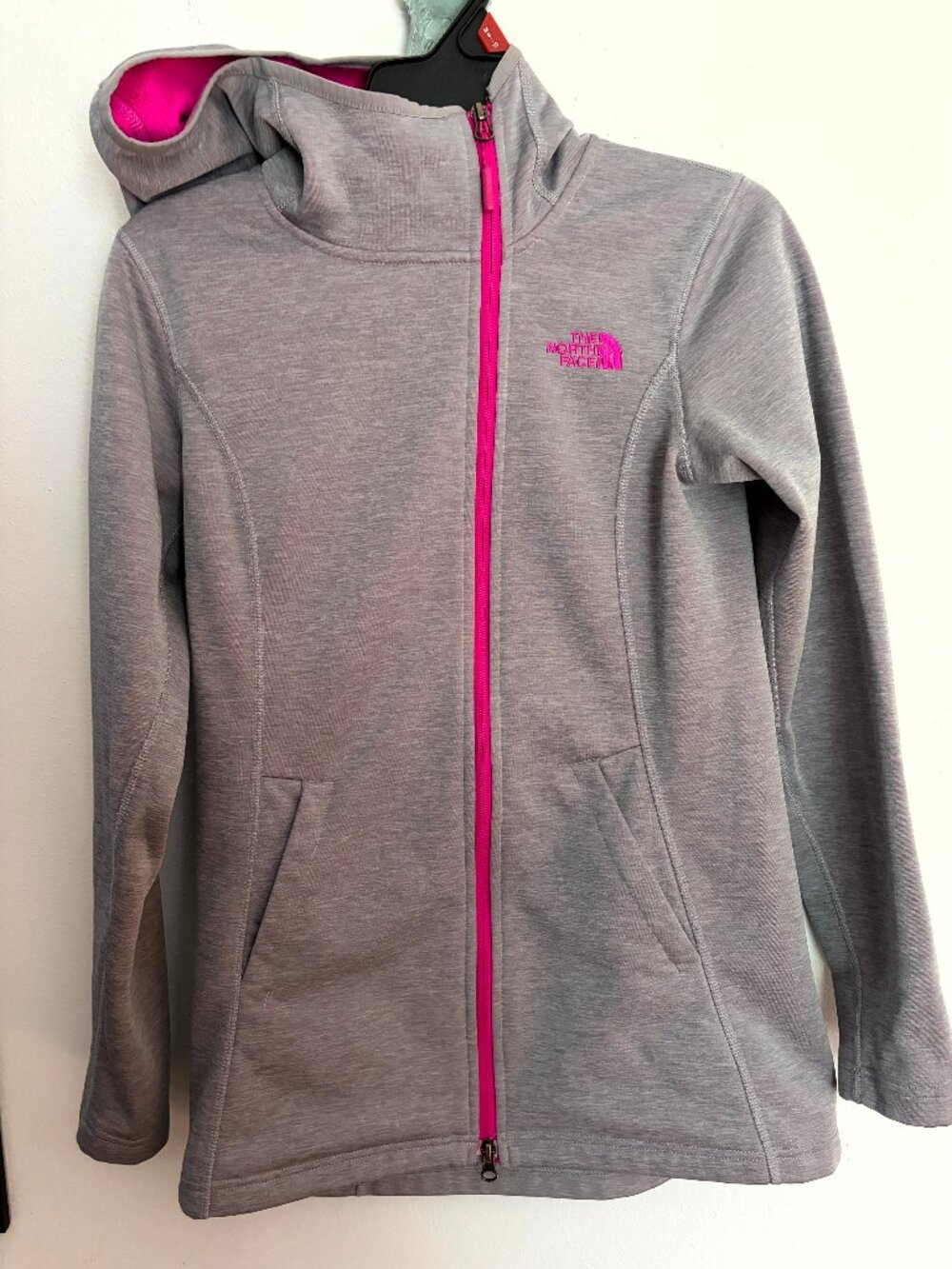 The North Face Women's Haldee asymmetrical full zip Jacket Fleece Grey Pink XS